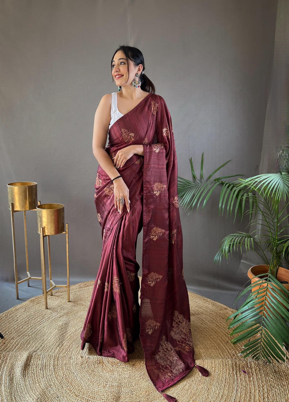 Soft Silk Embroidery Saree Amaya