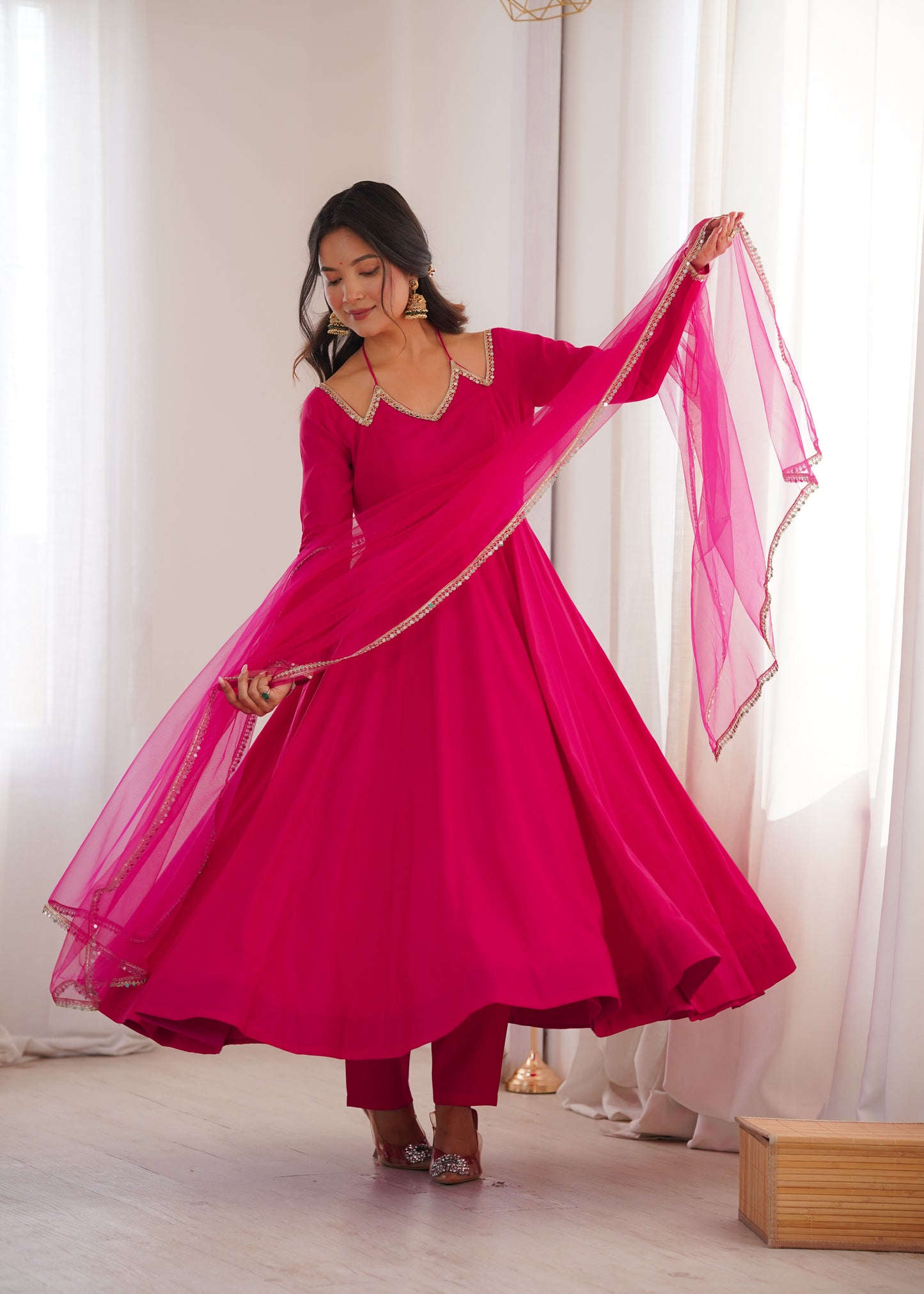JSK-293 Anarkali Gown with Bottom & Dupatta set