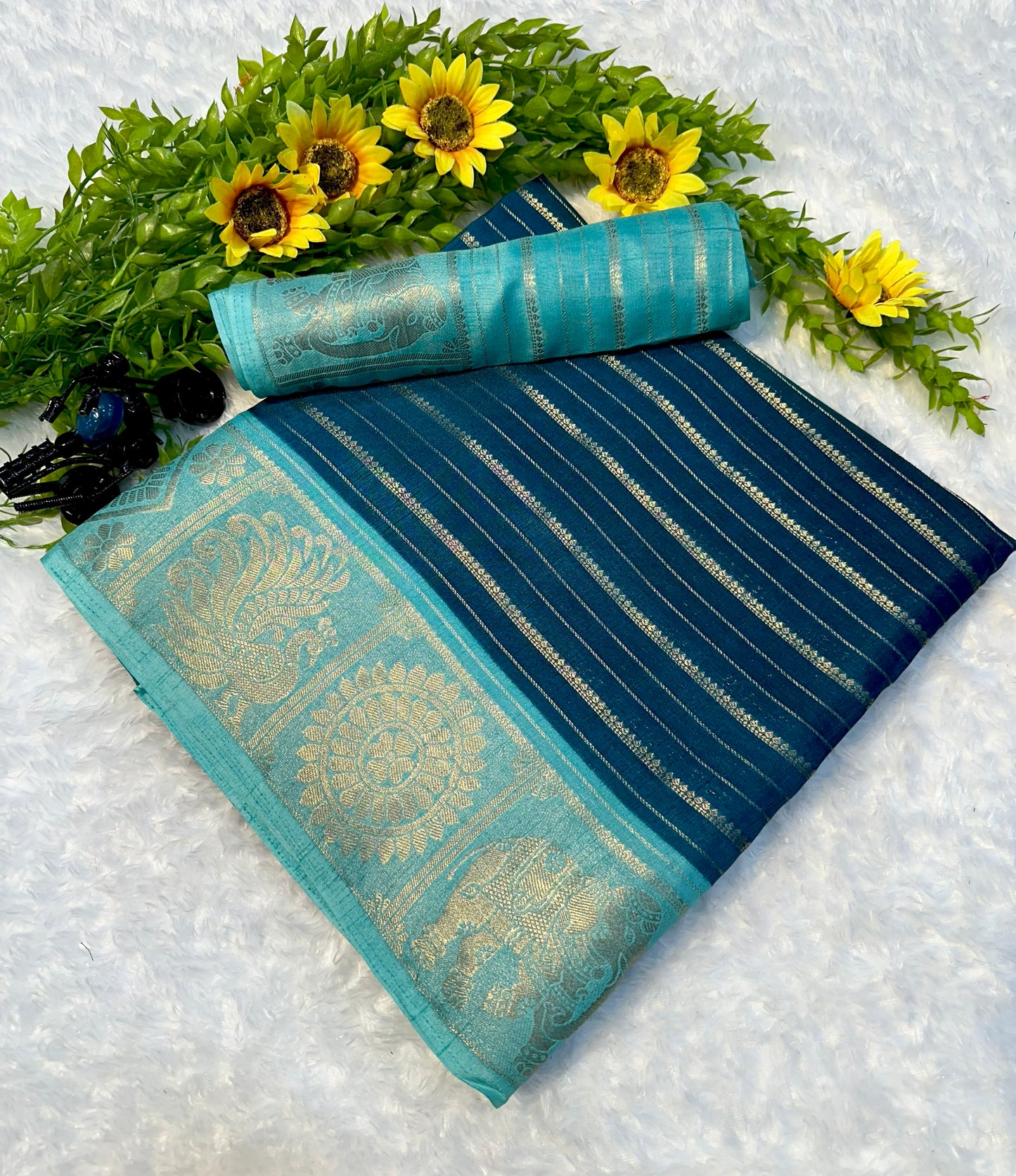 Mysore Silk Saree - Elephant Border