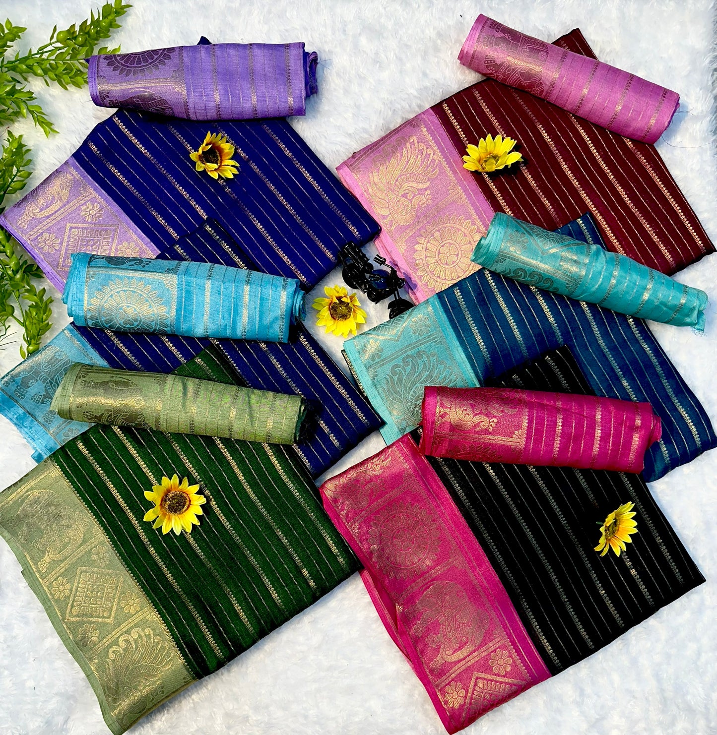 Mysore Silk Saree - Elephant Border