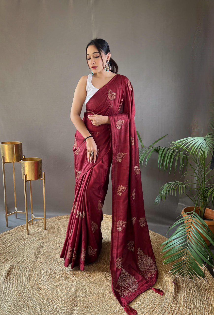 Soft Silk Embroidery Saree Amaya