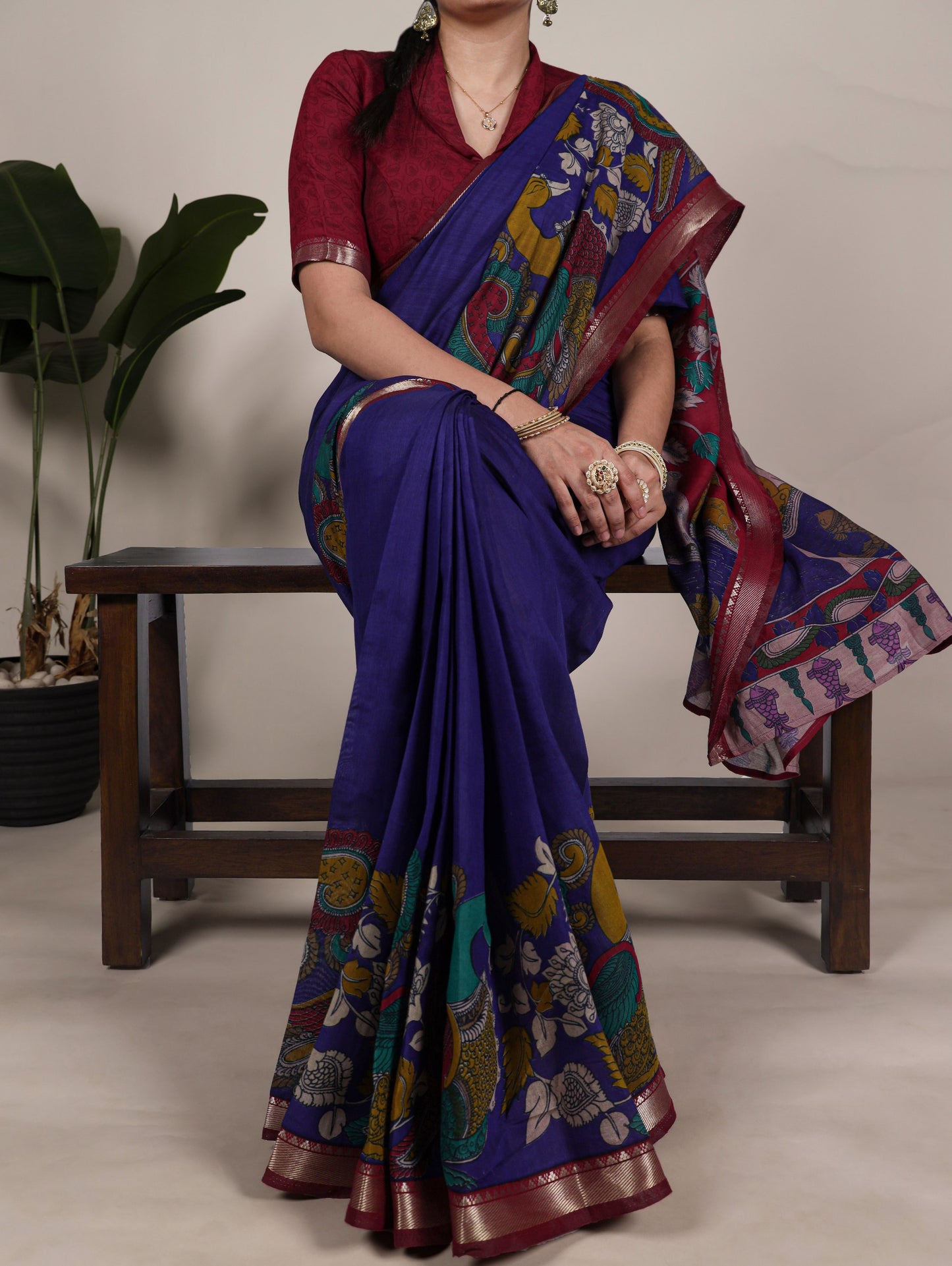 Uniform Saree With Kalamkari Soft VIRANSHI