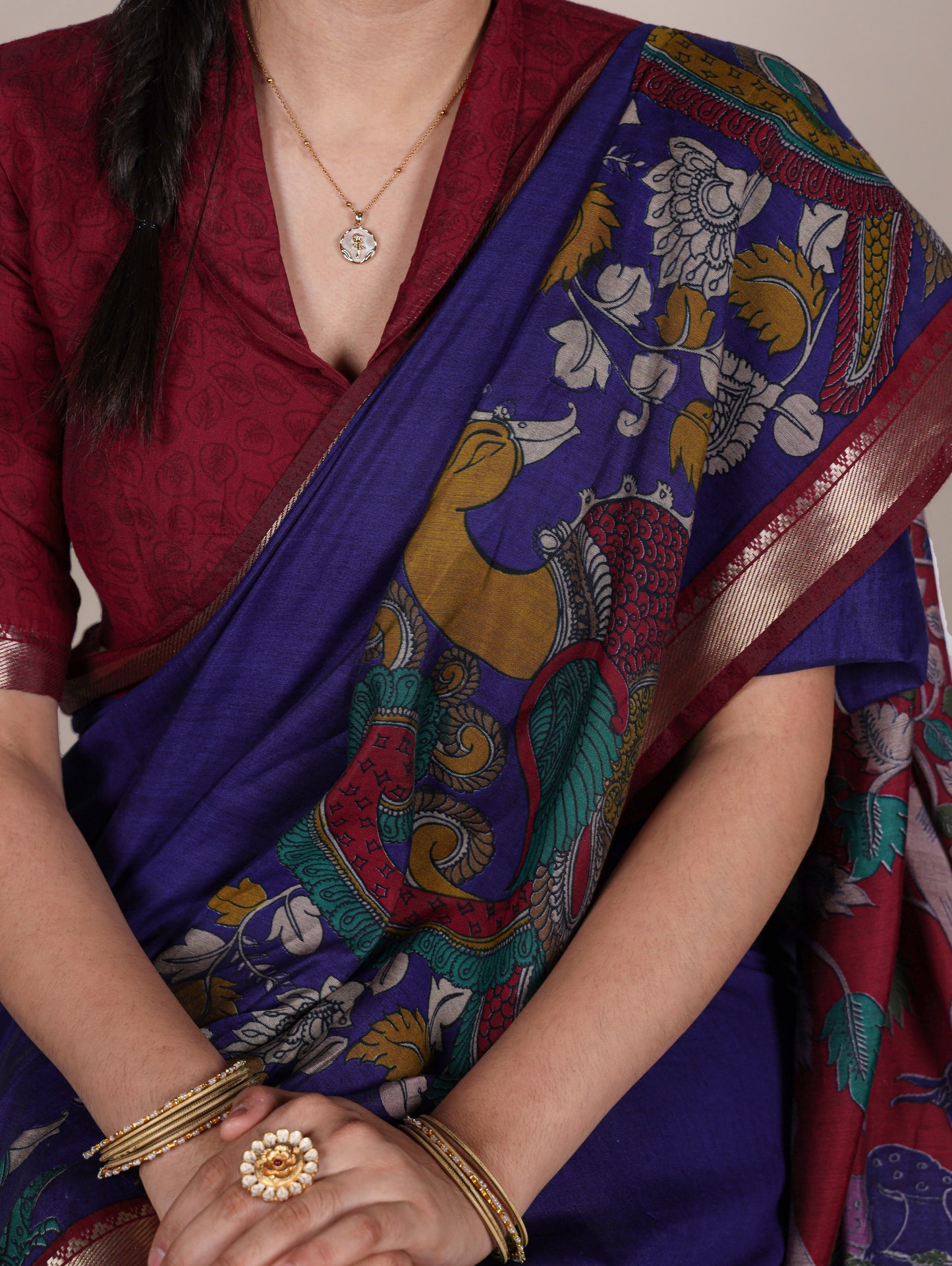 Uniform Saree With Kalamkari Soft VIRANSHI
