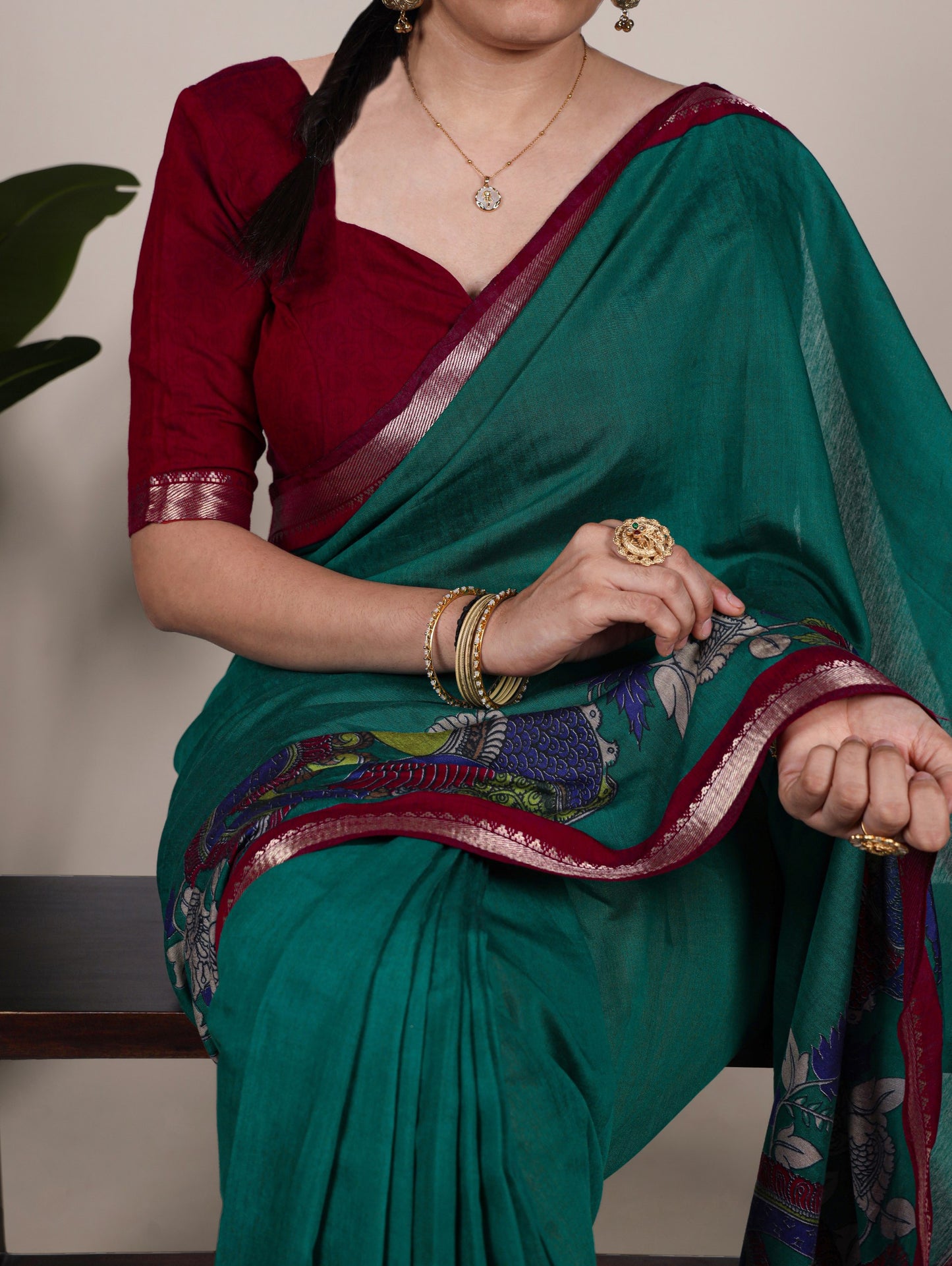 Uniform Saree With Kalamkari Soft VIRANSHI