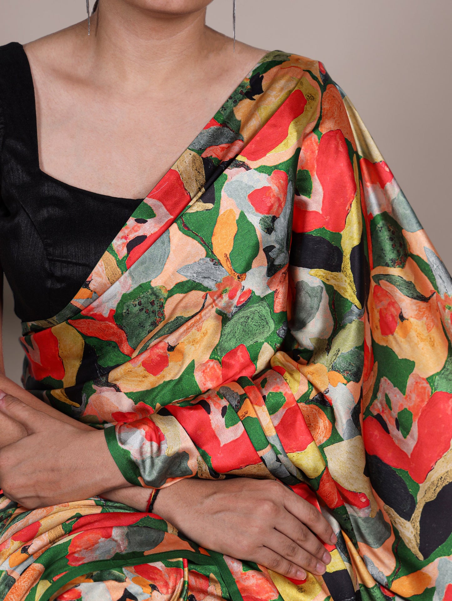 Soft Satin Silk Printed Saree 7027