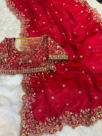 JP51 - Grand readymade blouse + saree combo