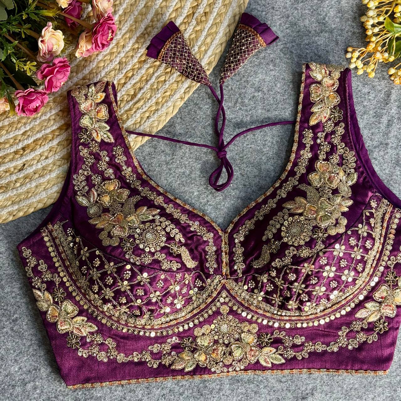 RTB04 — Beautiful heavy stars & beads work Sabyasachi neck bridal blouse
