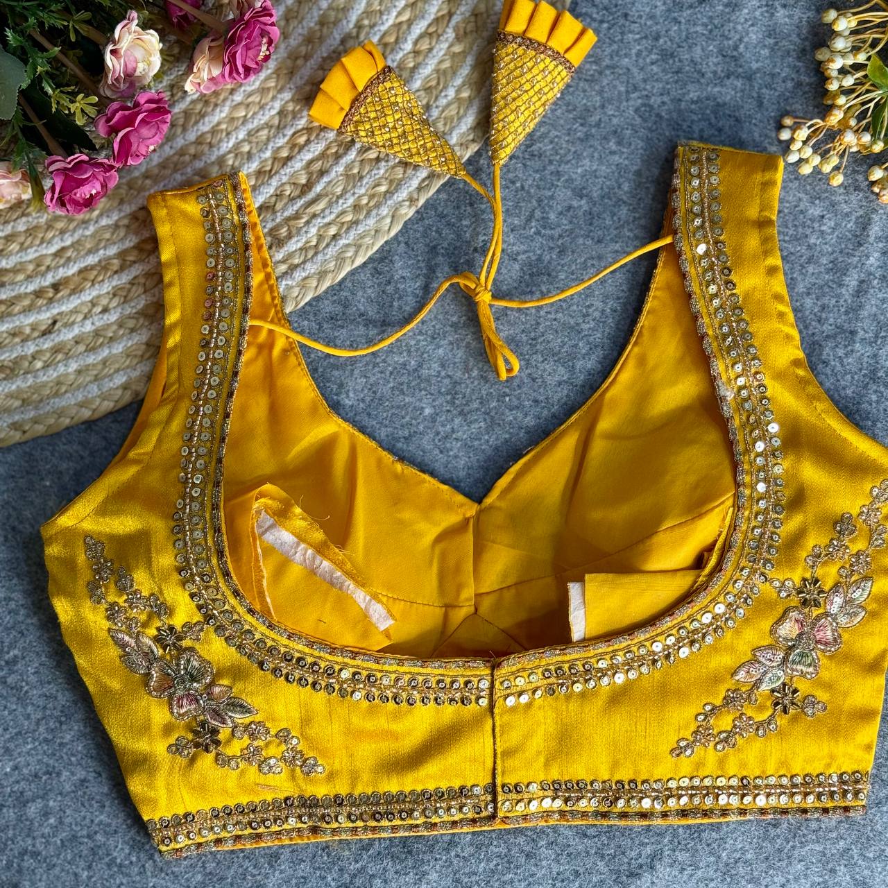 RTB04 — Beautiful heavy stars & beads work Sabyasachi neck bridal blouse