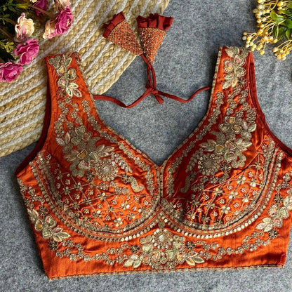 RTB04 — Beautiful heavy stars & beads work Sabyasachi neck bridal blouse