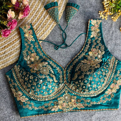 RTB04 — Beautiful heavy stars & beads work Sabyasachi neck bridal blouse
