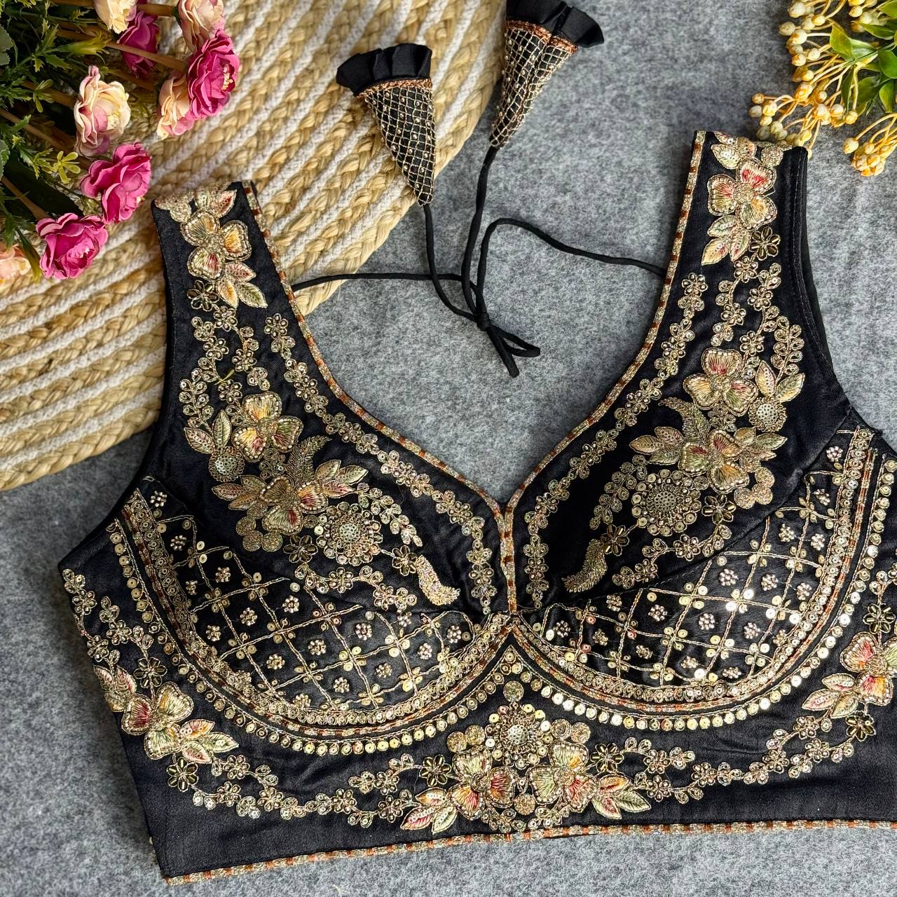 RTB04 — Beautiful heavy stars & beads work Sabyasachi neck bridal blouse
