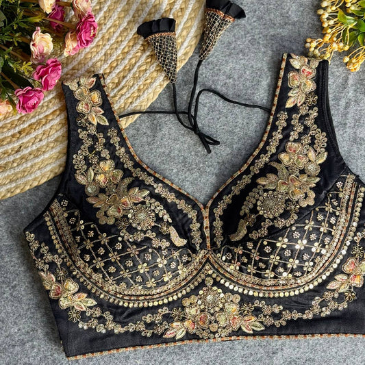 RTB04 — Beautiful heavy stars & beads work Sabyasachi neck bridal blouse