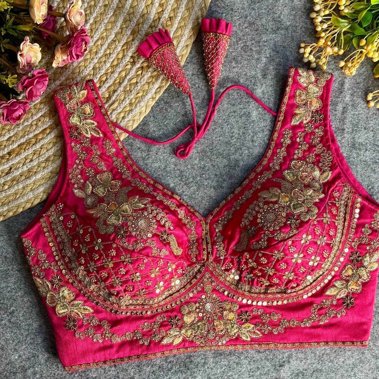 RTB04 — Beautiful heavy stars & beads work Sabyasachi neck bridal blouse
