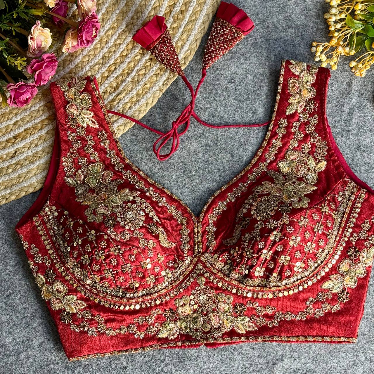 RTB04 — Beautiful heavy stars & beads work Sabyasachi neck bridal blouse