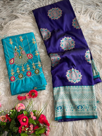 Banarasi Saree - Hand Work Blouse