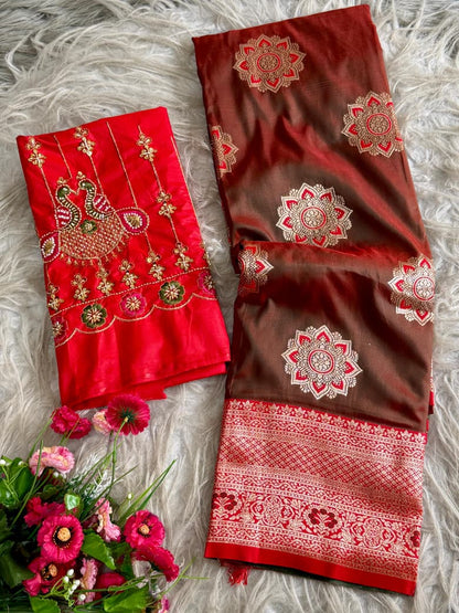 Banarasi Saree - Hand Work Blouse