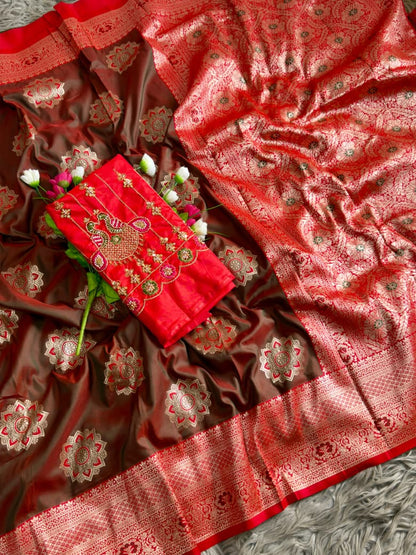 Banarasi Saree - Hand Work Blouse