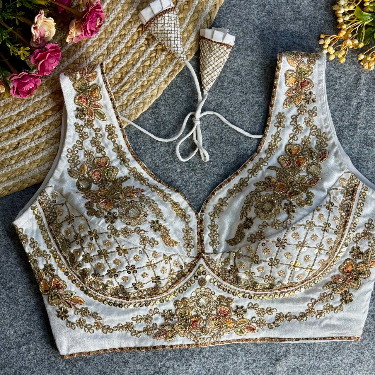 RTB04 — Beautiful heavy stars & beads work Sabyasachi neck bridal blouse