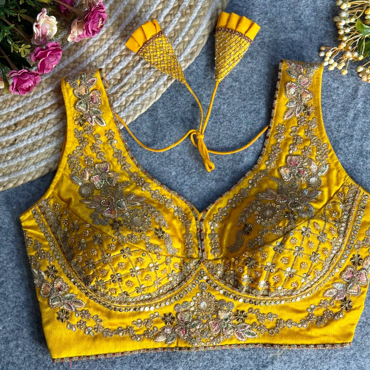 RTB04 — Beautiful heavy stars & beads work Sabyasachi neck bridal blouse