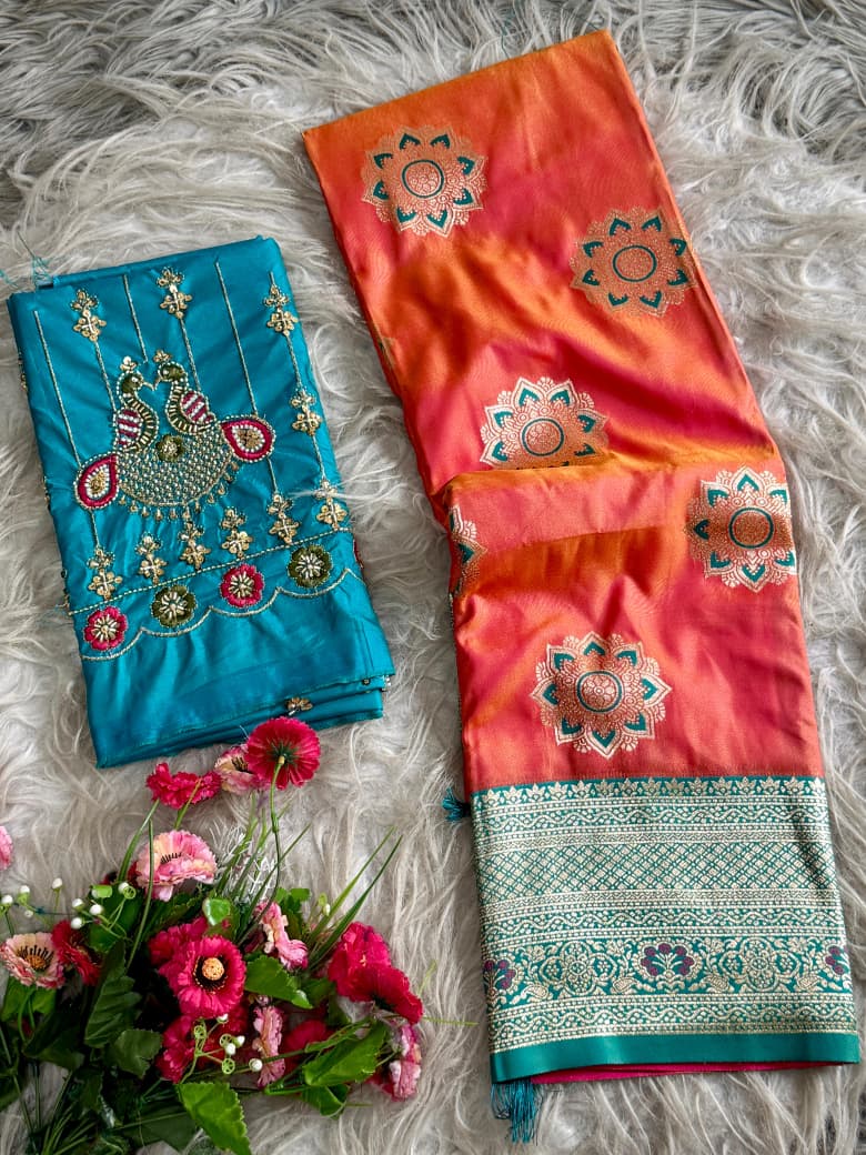 Banarasi Saree - Hand Work Blouse