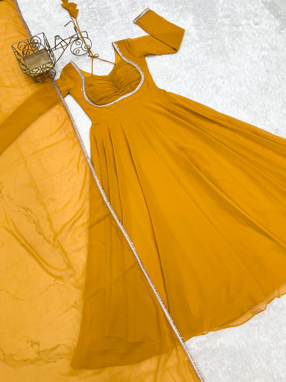 JSK-293 Anarkali Gown with Bottom & Dupatta set