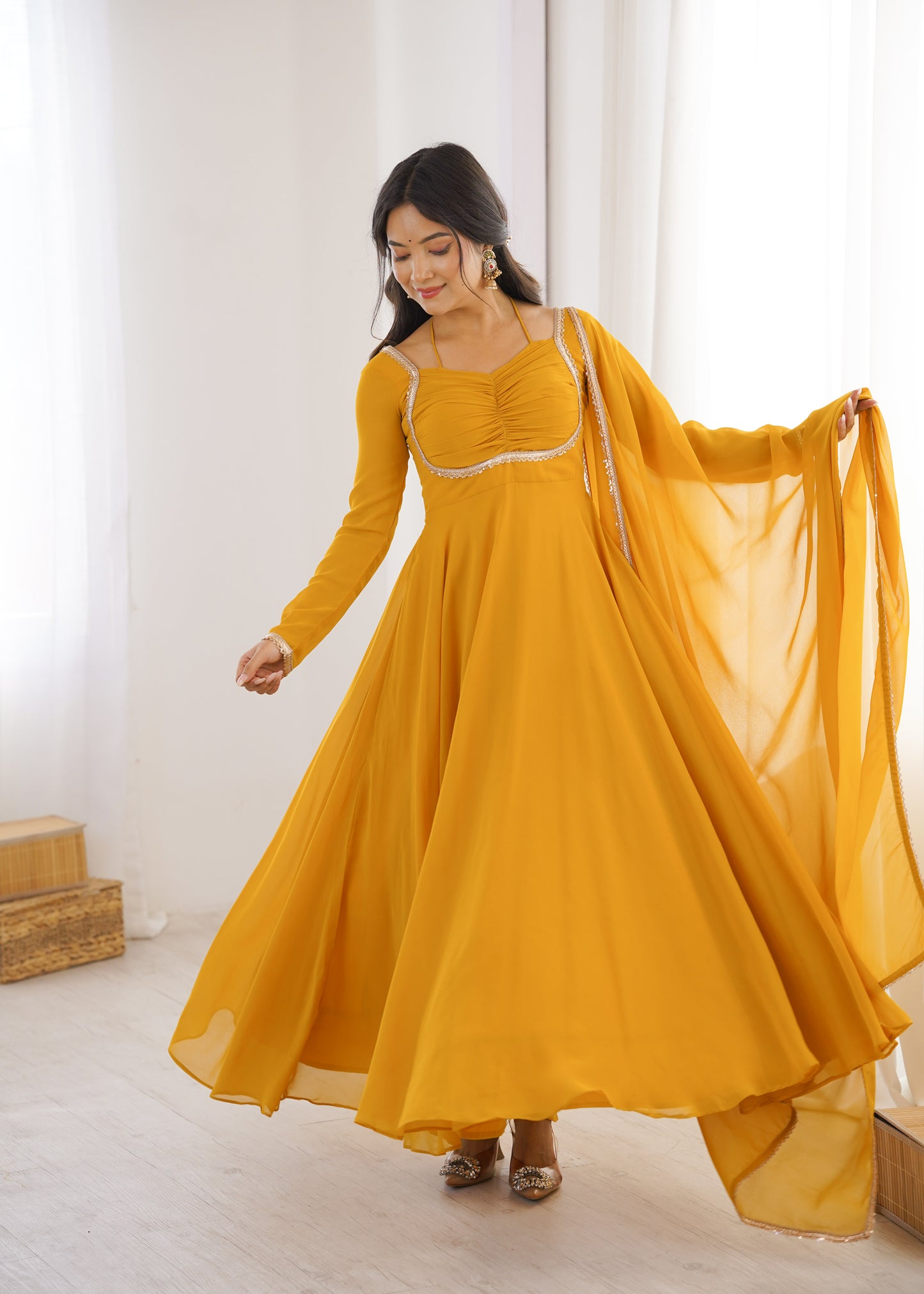 JSK-293 Anarkali Gown with Bottom & Dupatta set