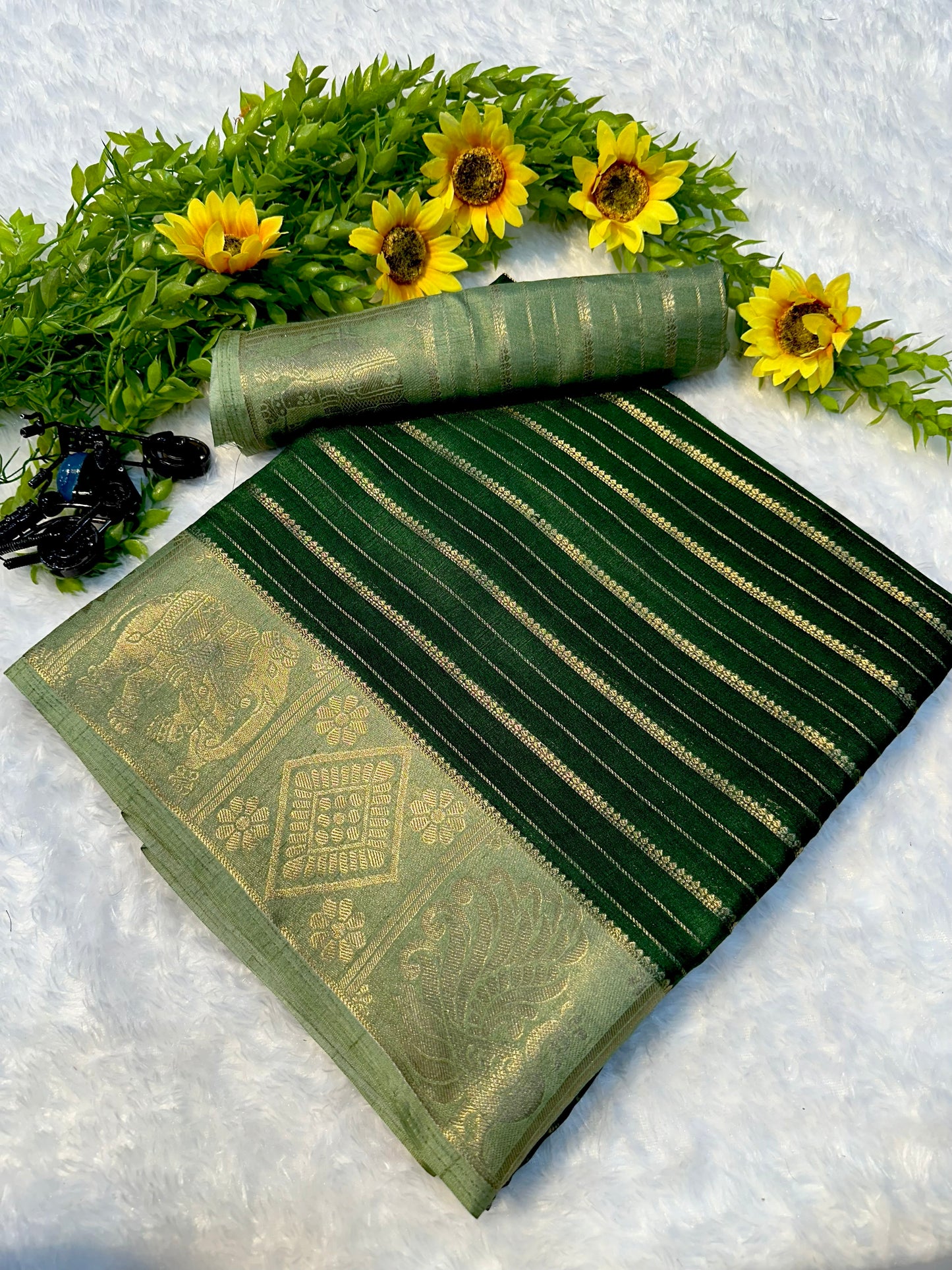 Mysore Silk Saree - Elephant Border