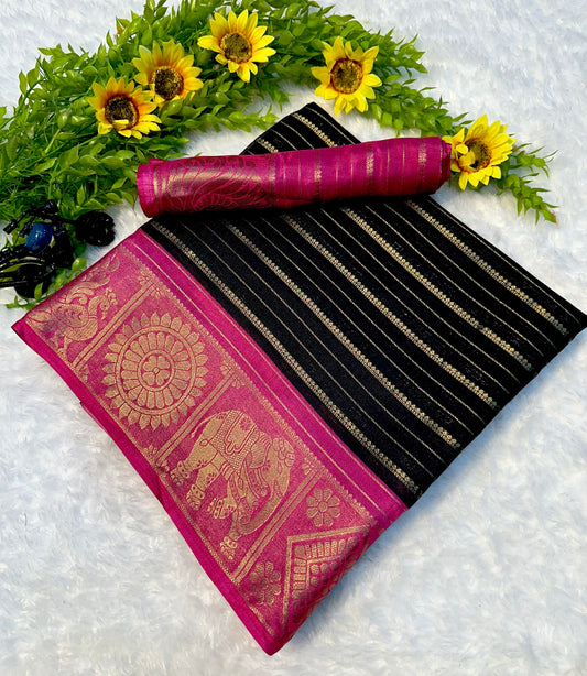 Mysore Silk Saree - Elephant Border