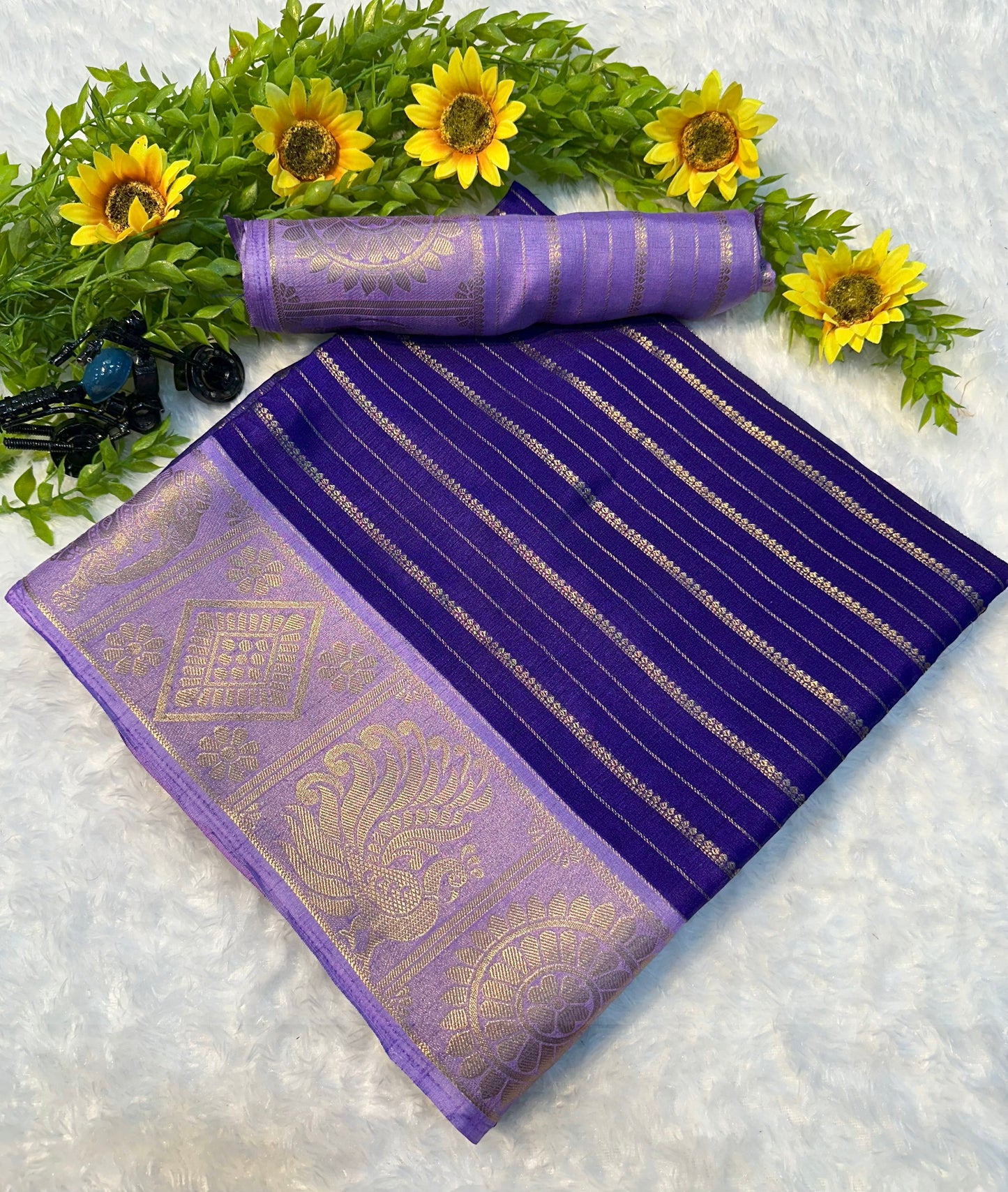 Mysore Silk Saree - Elephant Border