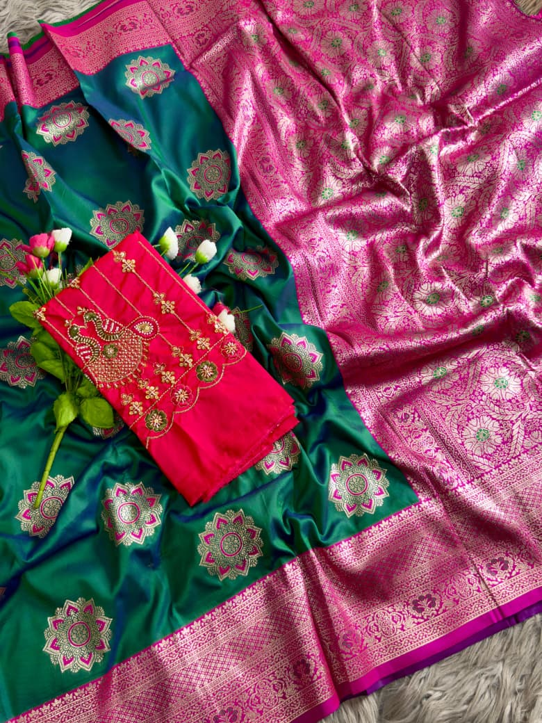 Banarasi Saree - Hand Work Blouse