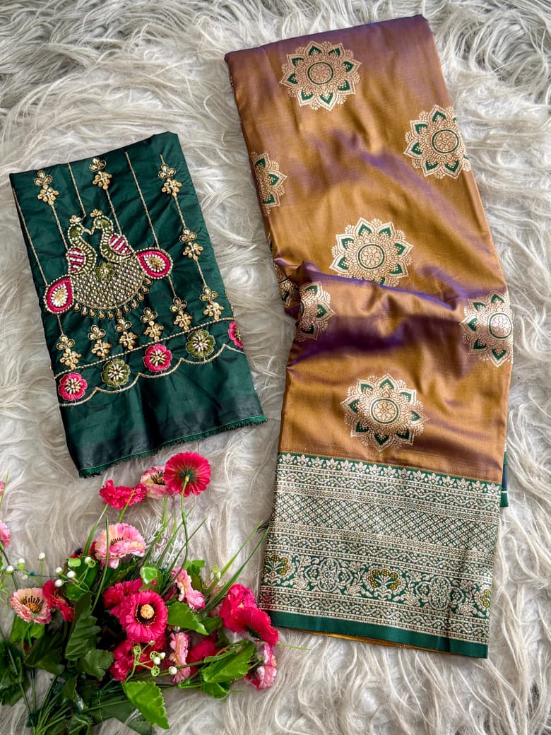 Banarasi Saree - Hand Work Blouse