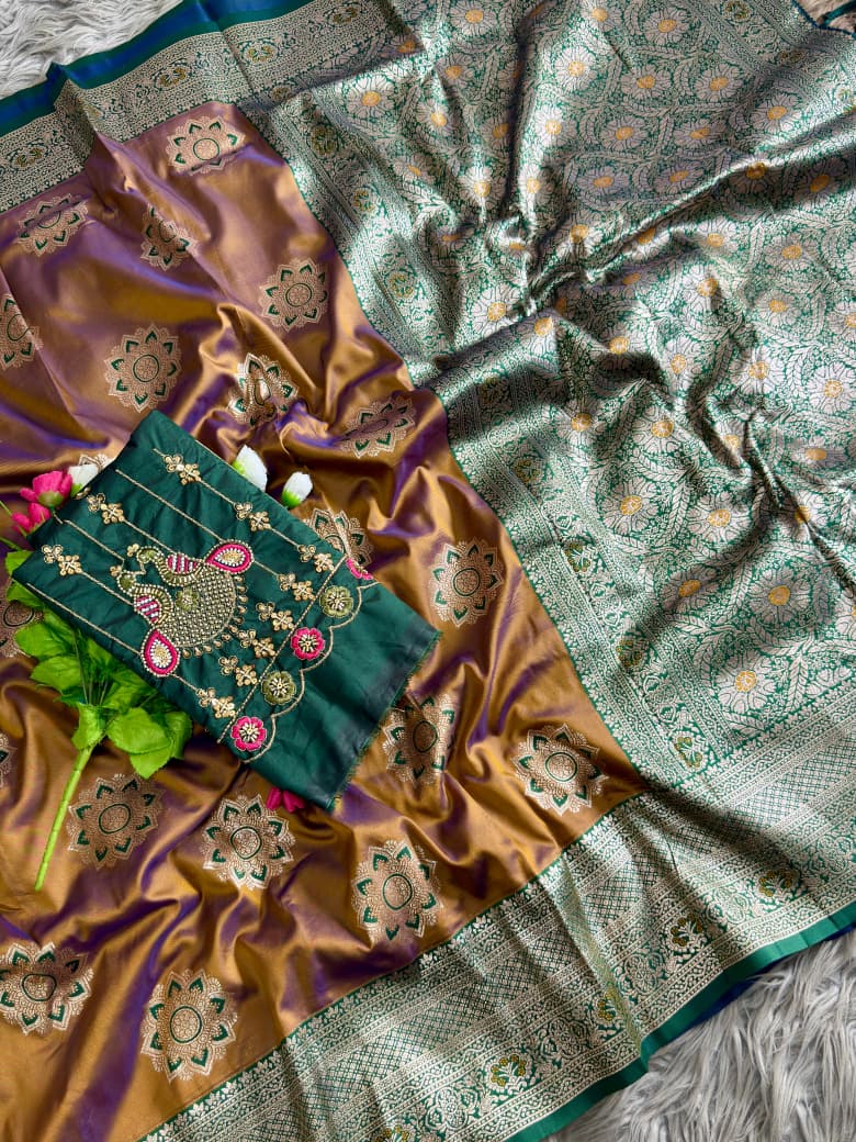 Banarasi Saree - Hand Work Blouse