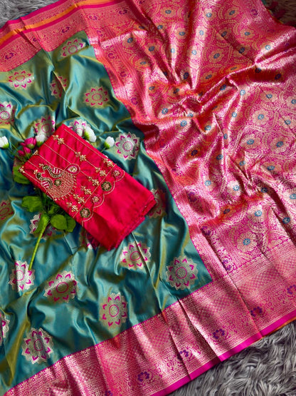 Banarasi Saree - Hand Work Blouse