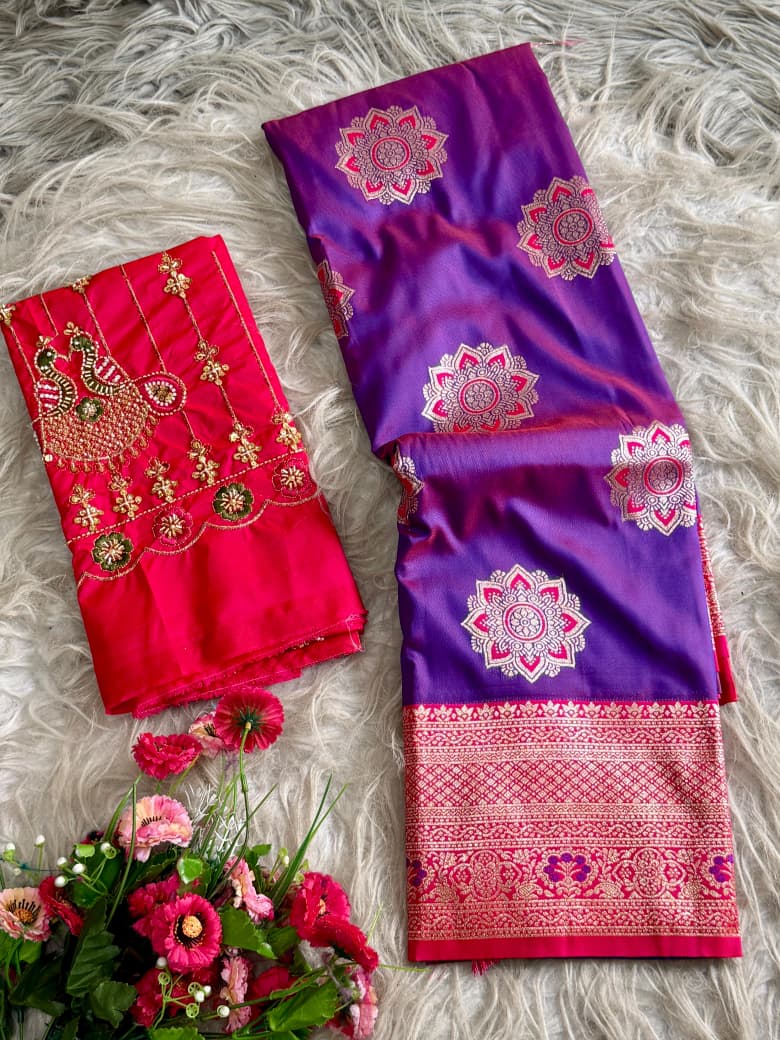 Banarasi Saree - Hand Work Blouse