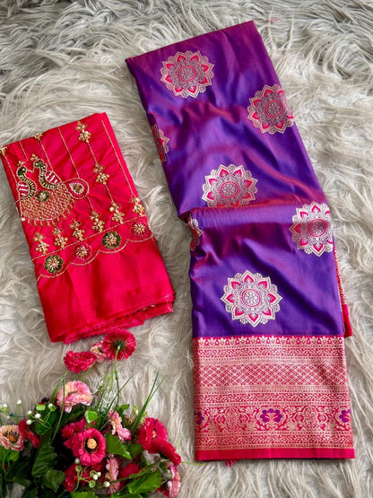 Banarasi Saree - Hand Work Blouse