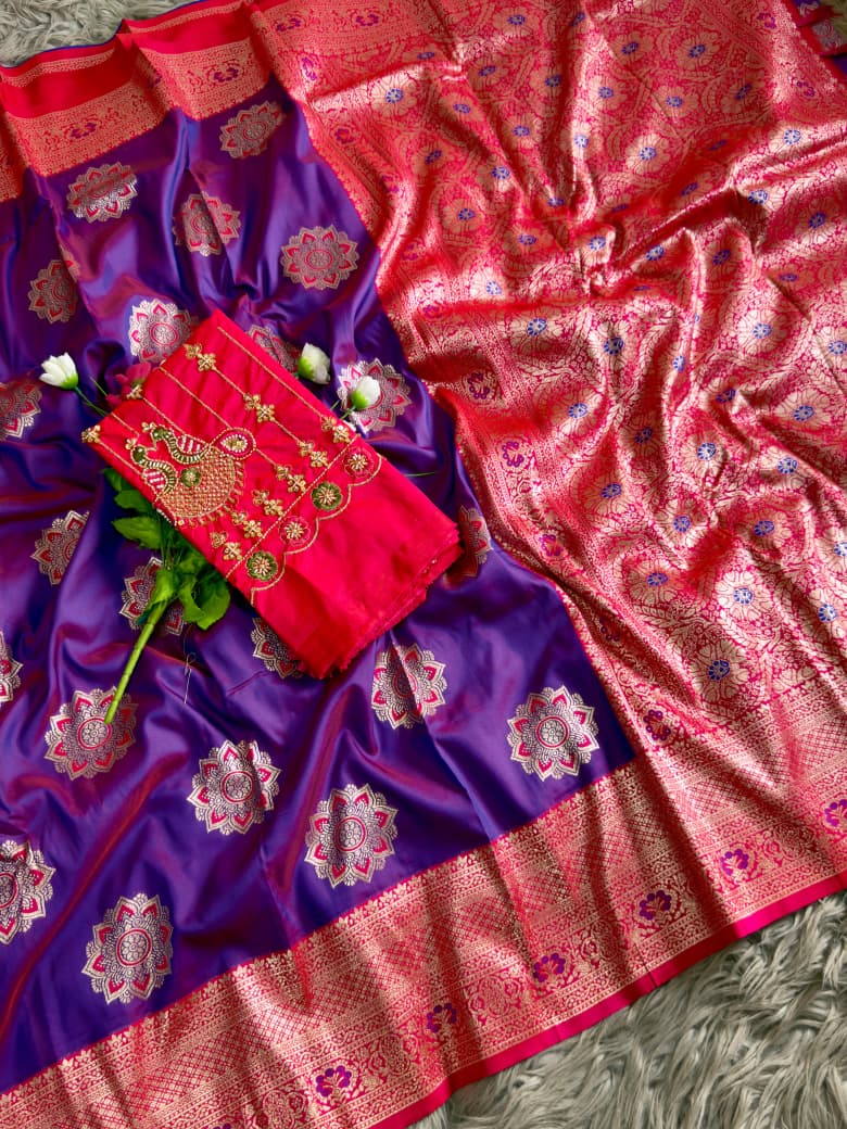 Banarasi Saree - Hand Work Blouse
