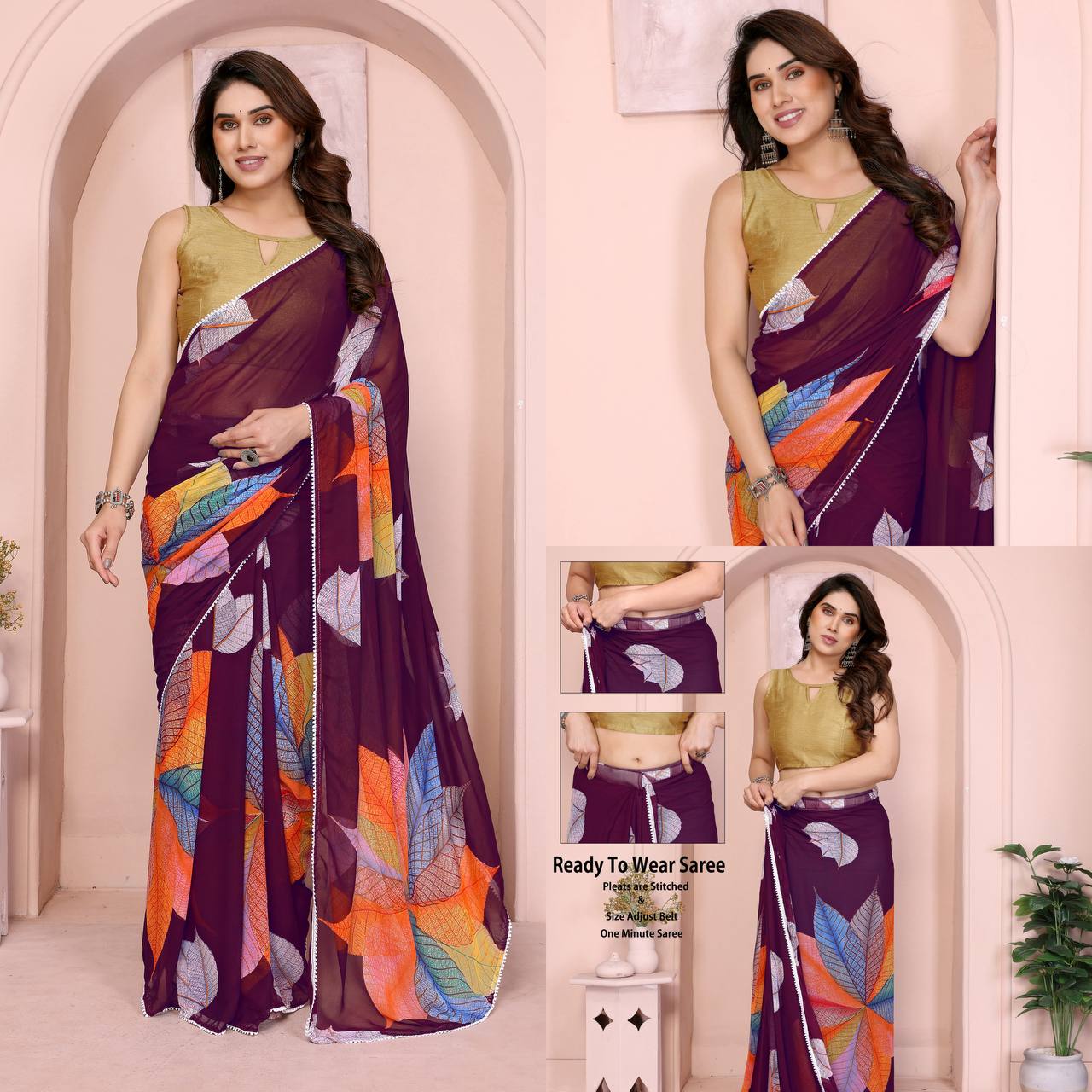 Soft Georgette Ready to Wear Saree RTW