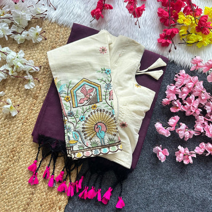 Pura Handloom Khadi Cotton Saree With Double Blouse HK18