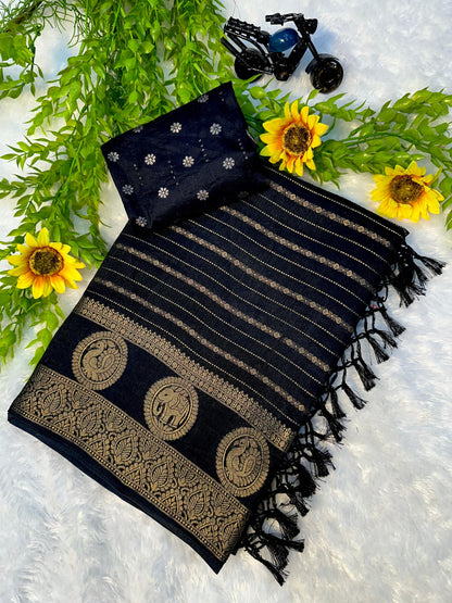 Mysore Dola Silk Saree - Elephant