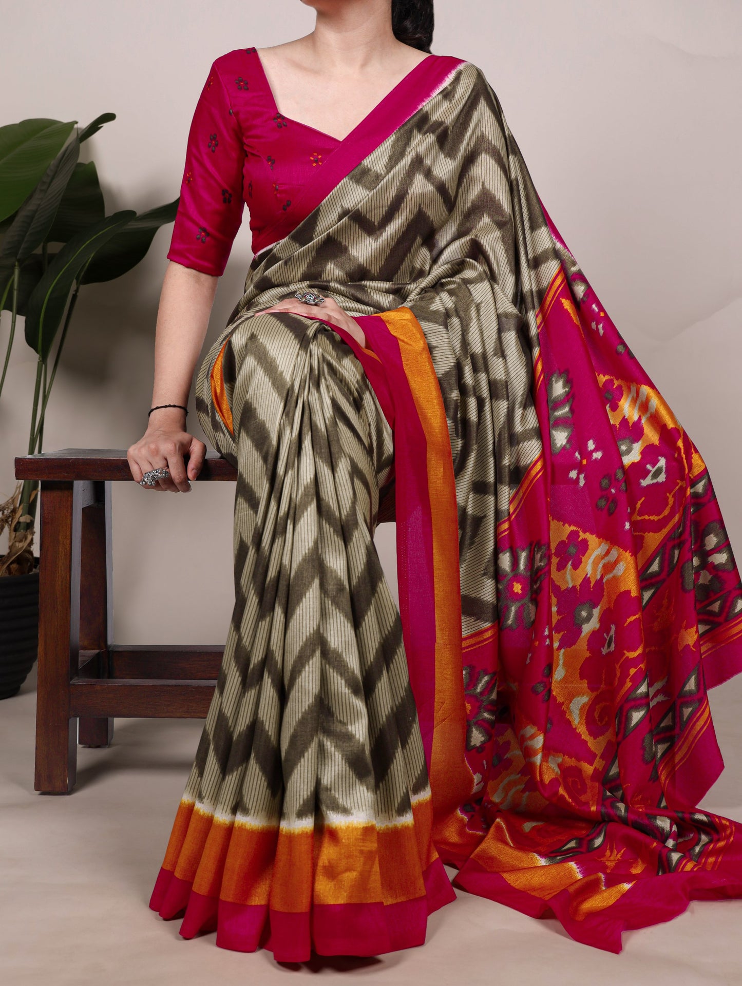 Soft Tasar Silk Uniform Saree 7043