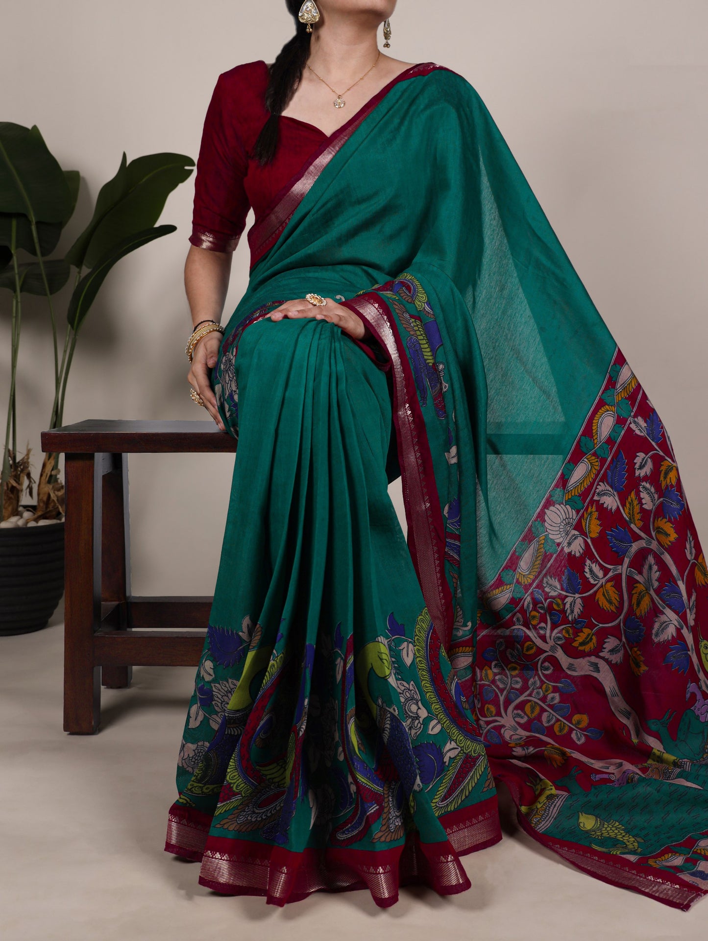 Uniform Saree With Kalamkari Soft VIRANSHI