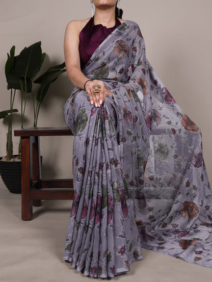 Viscose Floral Printed Brasso Saree