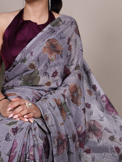 Viscose Floral Printed Brasso Saree