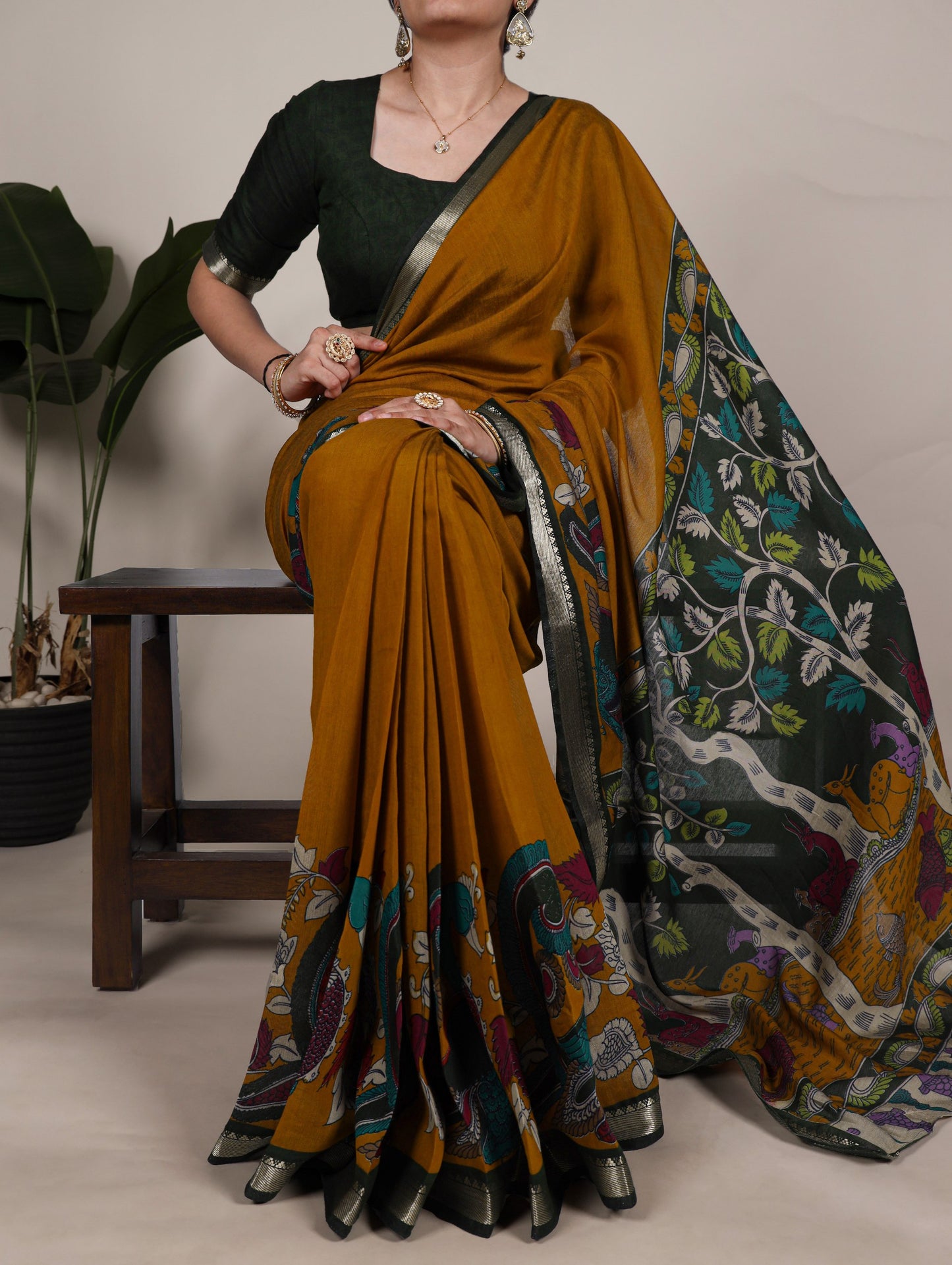Uniform Saree With Kalamkari Soft VIRANSHI