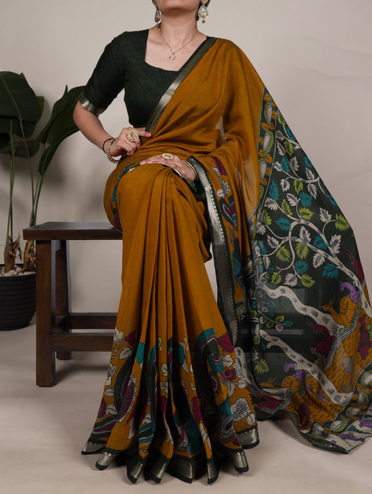 Uniform Saree With Kalamkari Soft VIRANSHI