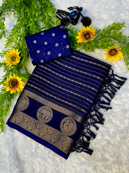 Mysore Dola Silk Saree - Elephant