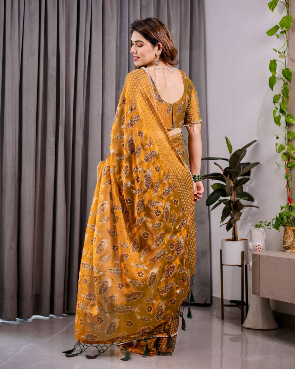 Fendy Chiffon Peal Lace Saree