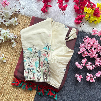 Pura Handloom Khadi Cotton Saree With Double Blouse HK18