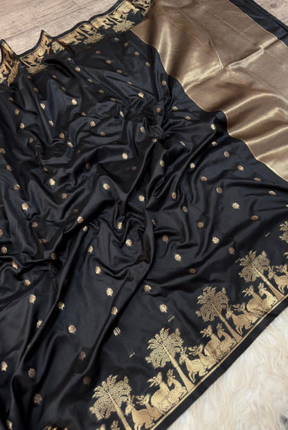 Pongal Black Banarasi Saree