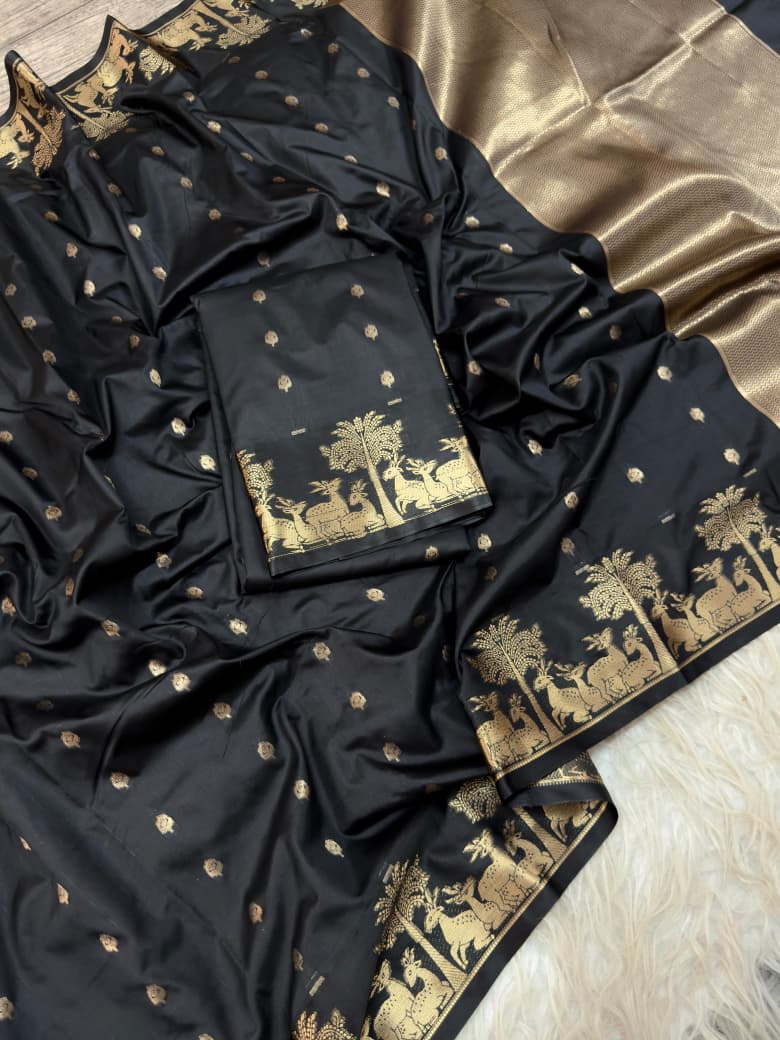 Pongal Black Banarasi Saree